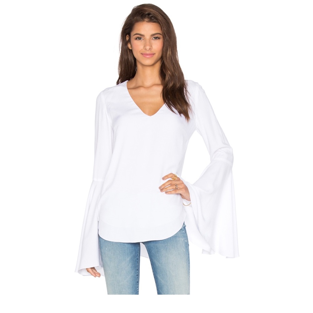 WAYF from Revolve bell sleeve white top Sz S